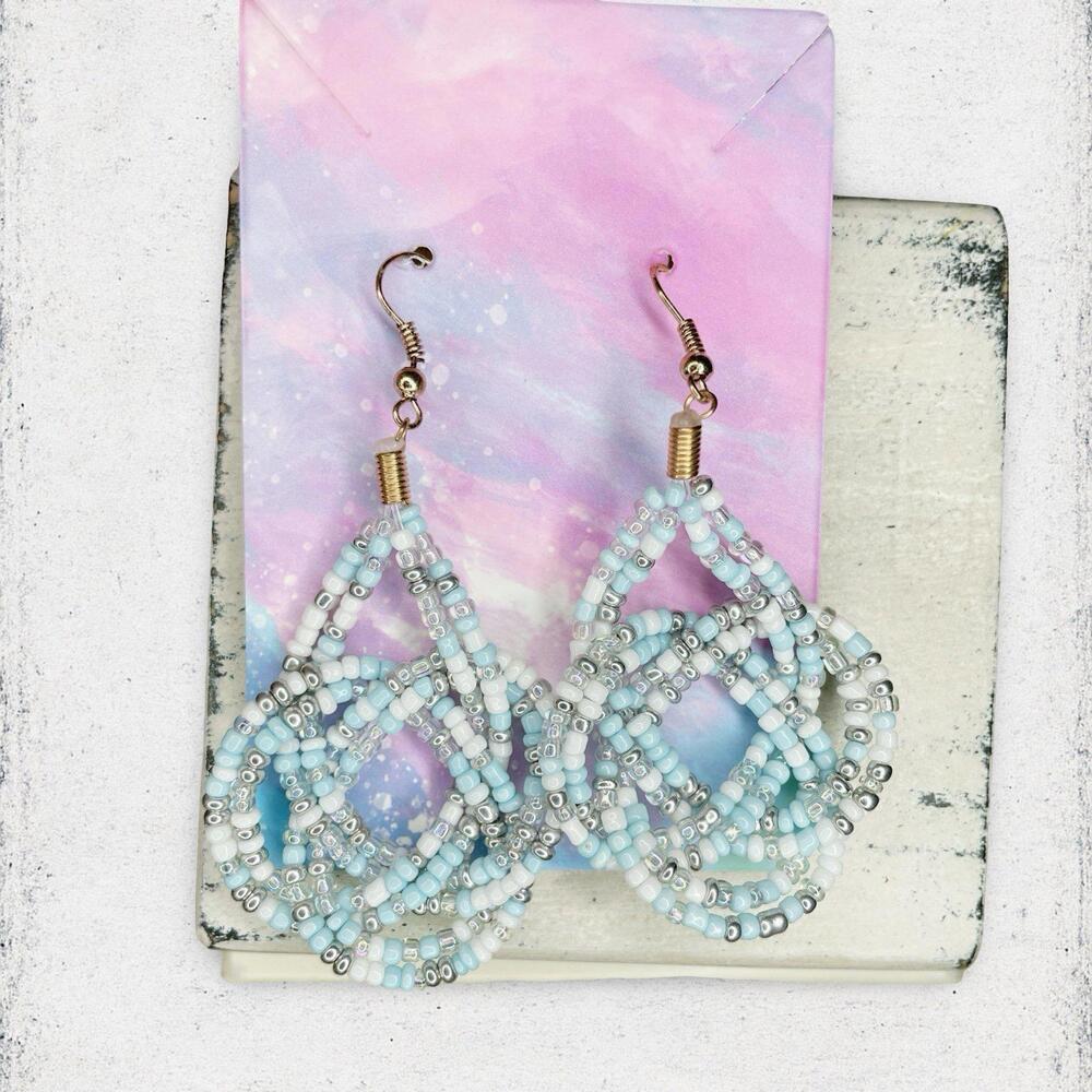 37. Light Blue Glass Seed Bead Earrings